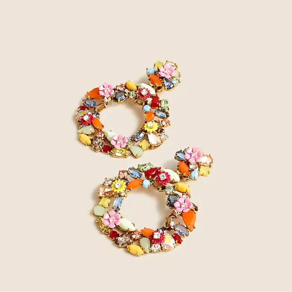 J.Crew Colorful Floral Hoop Earrings